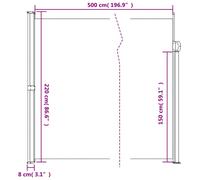 (anthracite, 220 x 500 cm) vidaXL Retractable Side Awning Outdoor Privacy Screen Balcony Sunshade Shelter