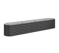 vidaXL Anthracite Powder-coated Steel Raised Garden Bed, Planter Box 224x40x36 cm - Oval Outdoor Garden, Patio Planter