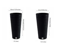 (Anthracite, 300mm - 12") Round FURU Style Look Planter Tall Flower Plant Pot Indoor Outdoor Garden Decor