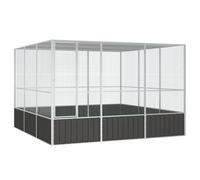 (anthracite, 302.5 x 324.5 x 211.5 cm) vidaXL Bird Cage Galvanised Steel Aviary House Anthracite/Grey Multi Sizes