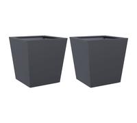 vidaXL Garden Planters - Freestanding Anthracite Steel Decorative Plant Boxes - Set of 2 for Outdoor, Patio, Balcony Use - 40x40x40 cm
