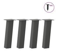 Coffee table legs Anthracite 42cm Powder-coated Steel 4pcs Square 80x80mm rubber