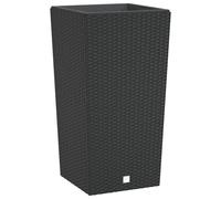 Planter Anthracite PP Rattan Look 32.5x32.5x61cm Removable Inner 49L for Balcony