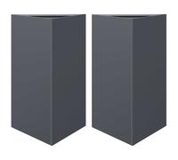 vidaXL Garden Planters 2 pcs, Plant Pot for Patio Balcony Terrace, Flower Pot for Flower Herb Plant, Outdoor Planter Box, Anthracite Triangular Steel