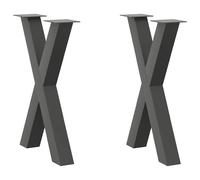(anthracite, 50 x (72-73) cm (80 mm)/ 2 pcs) vidaXL Dining Table Legs X-Shaped Desk Legs Kitchen Metal Furniture Legs Steel