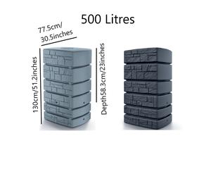 (Anthracite, 500 litres) Water Butt Rainwater Tanks Garden Large Plastic Inc Connection kit 350L 500L