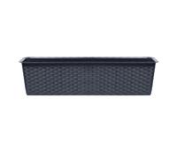 (Anthracite, 500mm x1) Rectangle Rattan Plastic Flower Planter Pots Set