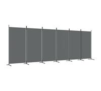 vidaXL Anthracite 6-Panel Room Divider - Modern Style Fabric Room Partition - Convenient Foldable Design - Large Living Space Separator, 520x180 cm