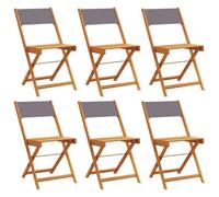 (anthracite, 6 pcs) vidaXL Bistro Chairs Outdoor Chair Dining Chair Solid Wood Acacia and Fabric