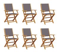 (anthracite, 6 pcs) vidaXL Garden Chairs Outdoor Chair Dining Chair Solid Wood Acacia and Fabric