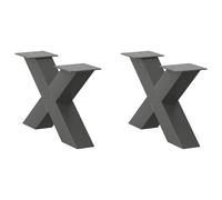 (anthracite, 60 x (30-31) cm (80 mm)/ 2 pcs) vidaXL Dining Table Legs X-Shaped Desk Legs Kitchen Metal Furniture Legs Steel
