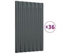 vidaXL Roof Panels 36 Pcs Powder-coated Steel Anthracite 60X36cm