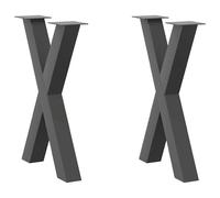 vidaXL Dining Table Legs X-Shaped 2 pcs Anthracite 60x(72-73) cm Steel
