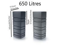 Garden Large Rectangular Plastic Water Butt Set Inc Connection kit 350 450 650 litres (650 Litres, Anthracite)