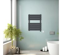 (Anthracite, 650x500mm) Prefilled Electric Heated Towel Rail Radiator Flat Panel Warmer Ladder