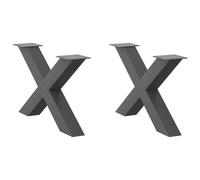 (anthracite, 70 x (42-43) cm (80 mm)/ 2 pcs) vidaXL Dining Table Legs X-Shaped Desk Legs Kitchen Metal Furniture Legs Steel