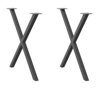 (anthracite, 70 x (72-73) cm (40 mm)/ 2 pcs) vidaXL Dining Table Legs X-Shaped Desk Legs Kitchen Metal Furniture Legs Steel