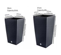 (Anthracite, 75 cm) Tall Planter Plant Flower Pot Outdoor Garden Weatherproof with Insert Rattan