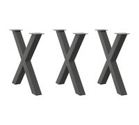 (anthracite, 80 x (72-73) cm (80 mm)/ 3 pcs) vidaXL Dining Table Legs X-Shaped Desk Legs Kitchen Metal Furniture Legs Steel