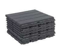 (Anthracite, 9) 9Pc Interlocking Plastic Garden Path Floor Tiles Decking Patio Grid Lawn 33x33cm