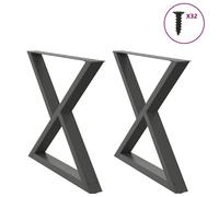 vidaXL Dining Table Legs 2 pcs Anthracite 90x(72-73.3) cm Steel