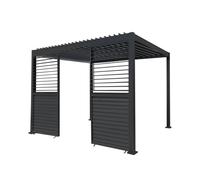 Monstershop Anthracite Aluminium Pergola With 2 x Shutter Panels - 3m x 3m