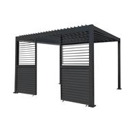 Anthracite Aluminium Pergola With 2 x Shutter Panels - 3m x 4m Monstershop Grey One Size