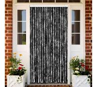 - Anthracite Chenille Curtain, 90 x 220 cm, Mosquito Screen, Fly Net Door, Removable, Washable, No Drilling, Ideal for Balcony Door, Caravan, Bedroom