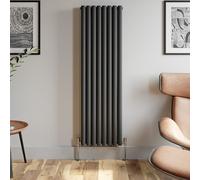 Anthracite Designer Radiator Vertical Oval Column Double Panel Rad 1600x480mm