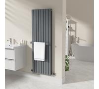 Anthracite Designer Wall-Mounted Towel Holder for Steel & Electric Radiators - 520mm