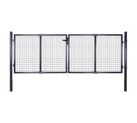 Mesh garden Gate Galvanised Steel Grey Patio Fencing Door Multi Sizes vidaXL