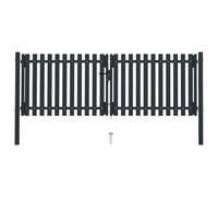 vidaXL Double Door Fence Gate Steel 306x125cm Anthracite Garden Barrier Border
