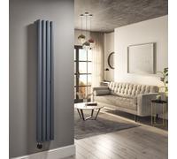Anthracite Electric Vertical Designer Radiator 1.2kW with Wifi Thermostat - Double Panel H1600xW236mm - IPX4 Bathroom Safe