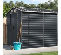 Anthracite Galvanised Steel Garden Shed 191x470x198 Outdoor Storage Weatherproof
