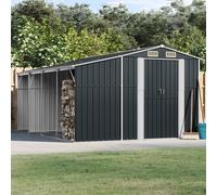 Anthracite Galvanised Steel Garden Shed 277x365.5x179cm with Firewood Stand Unit