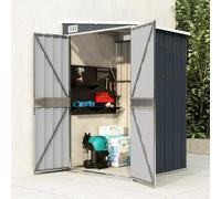 Anthracite Galvanised Steel Growing Shed 118 x 100 x 178 cm with Double Doors, Plastic Handle, Weatherproof for Garden, Tool Storage, Outdoor Storage Space, Lockable