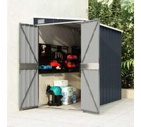 Anthracite Galvanised Steel Growing Shed 118 x 194 x 178 cm with Double Doors Lockable Weatherproof for Garden Tool Storage and Outdoor Storage Space