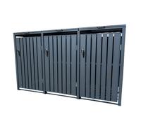 Anthracite Galvanized Steel Metal Wheelie Bin Storage Cover Triple