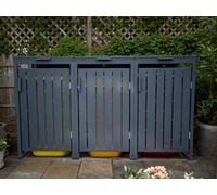 Anthracite Galvanized Steel Metal Wheelie Bin Storage Cover Triple