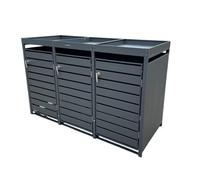Anthracite Galvanized Steel Metal Wheelie Bin Storage Cover With Planters Triple