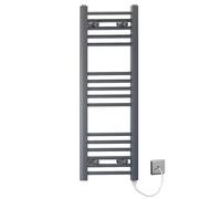 Anthracite Grey 300mm Wide Flat Electric Pre-Filled Heated Towel Rail Radiator for Bathroom Designer UK (300mm x 900mm (h)) 330W