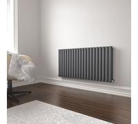 (Anthracite Grey, 600mm x 1200mm) Princia Horizontal Double Oval Panel Radiator