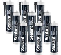 Anthracite Grey Construction Sealant & Adhesive All-In-One Hybrid Polymer | Superior to Silicone Sealant | Waterproof, Odourless, Anti-Mould, Paintable | Kitchen Bathroom Outdoor - 300 ml 9 Pack