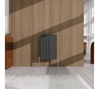 Anthracite Horizontal Designer Radiator - 600×408mm Double Panel Flat - Modern Central Heating Bathroom Radiator