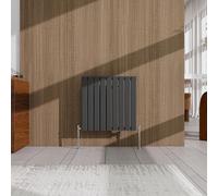 Anthracite Horizontal Designer Radiator - 600×612mm Single Panel Flat - Modern Central Heating Bathroom Radiator