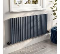 Anthracite Electric Horizontal Designer Radiator 2kW with Wifi Thermostat - H600xW1416mm - IPX4 Bathroom Safe