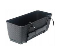 (Anthracite, L38.6cm xW15.4cm x H14.2cm) Hanging Flower Box Planter Basket Self Watering Rattan Look Plastic Rectangle