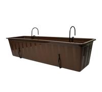 Hanging Balcony Planter Box with Hooks - Long Plastic Flower Pot for Railings & Fences, Weather-Resistant Outdoor Garden & Indoor Use (Anthracite, L60cm x W18cm x H14cm)