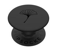 Anthracite Minimalistic Ginkgo Leaves Gingko Tree Zen PopSockets Adhesive PopGrip