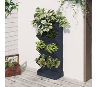 Anthracite Polypropylene Vertical Garden Planters Set 4pcs 19.5x14.5x47.5cm Tall